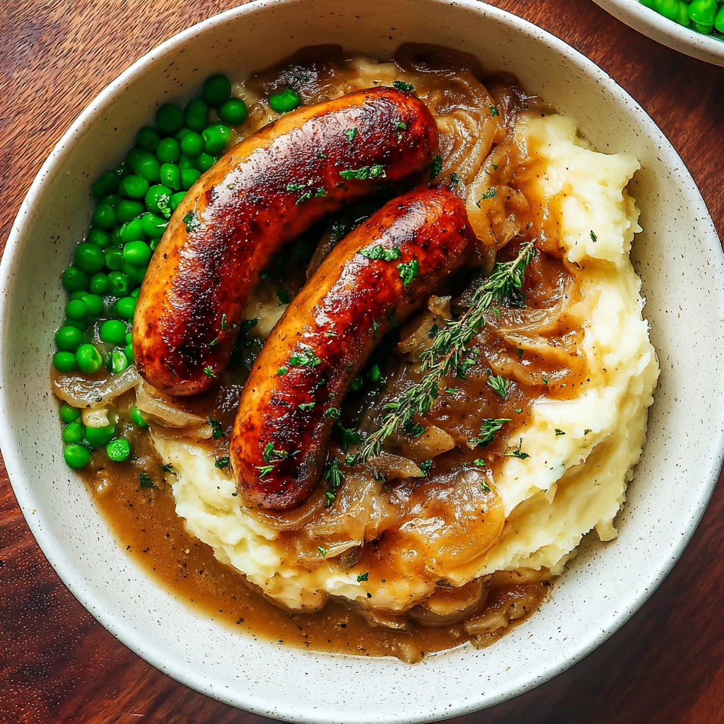 Bangers and Mash with Onion Gravy