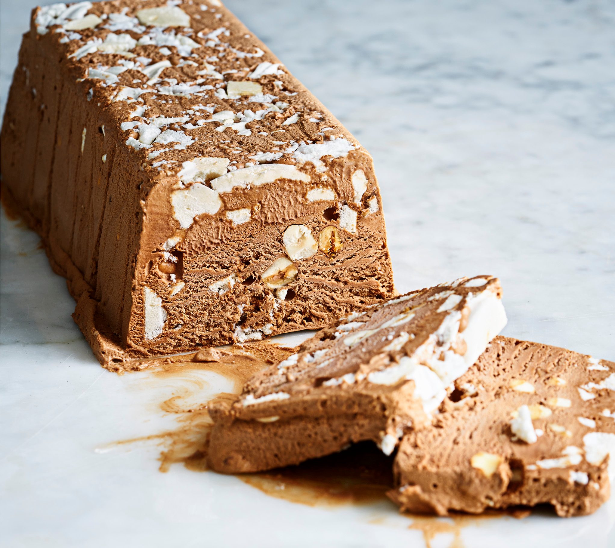 Chocolate and hazelnut meringue semifreddo