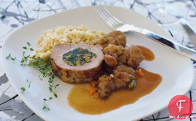 Vegetable-Stuffed Loin of Veal with Sweetbreads