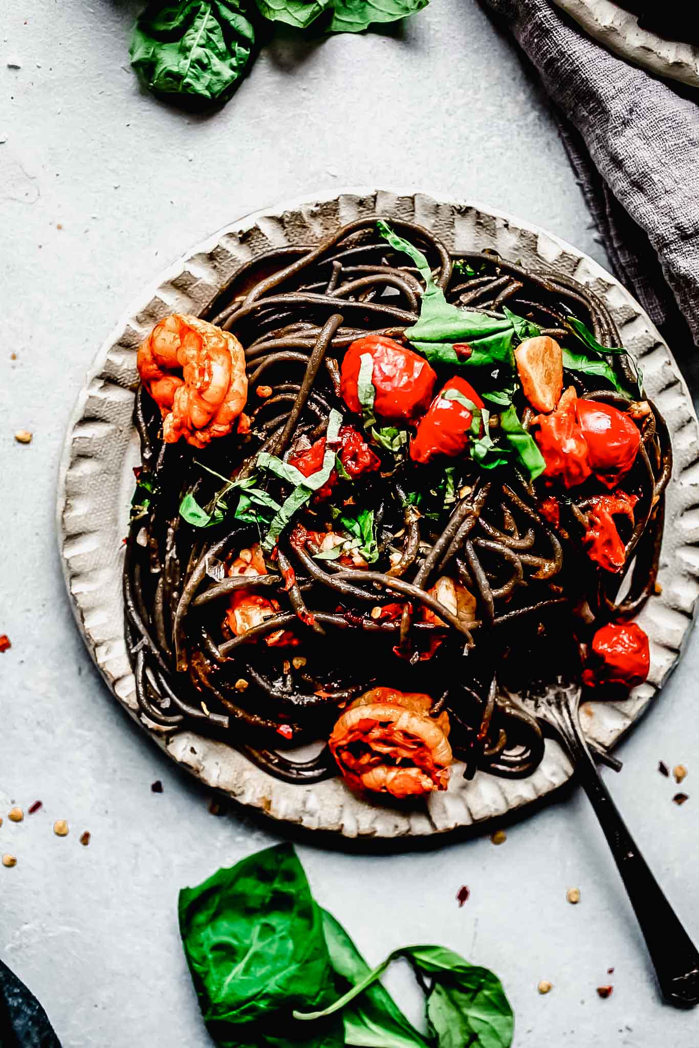 Squid Ink Pasta with Shrimp
