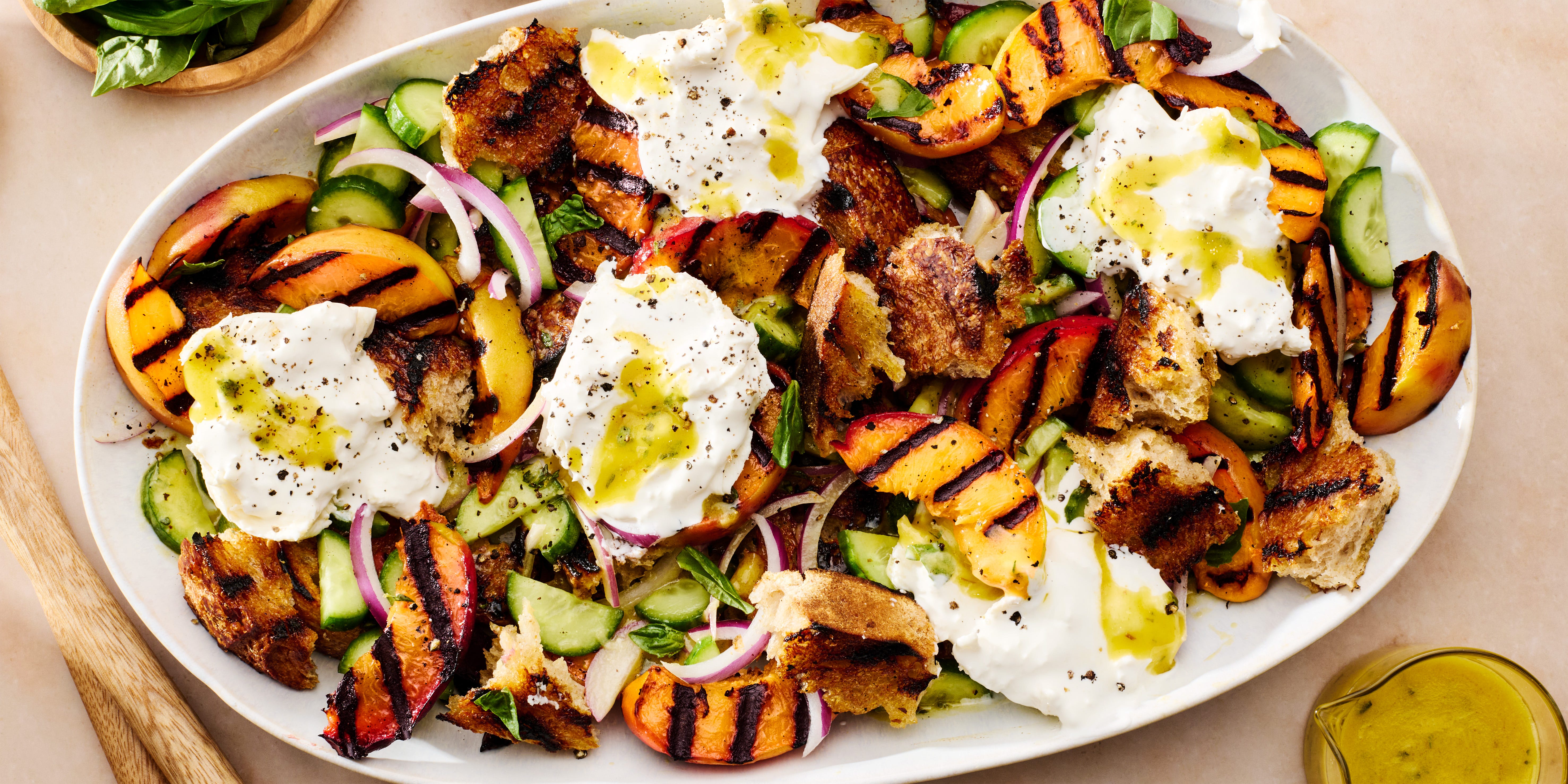 Peach Panzanella With Burrata
