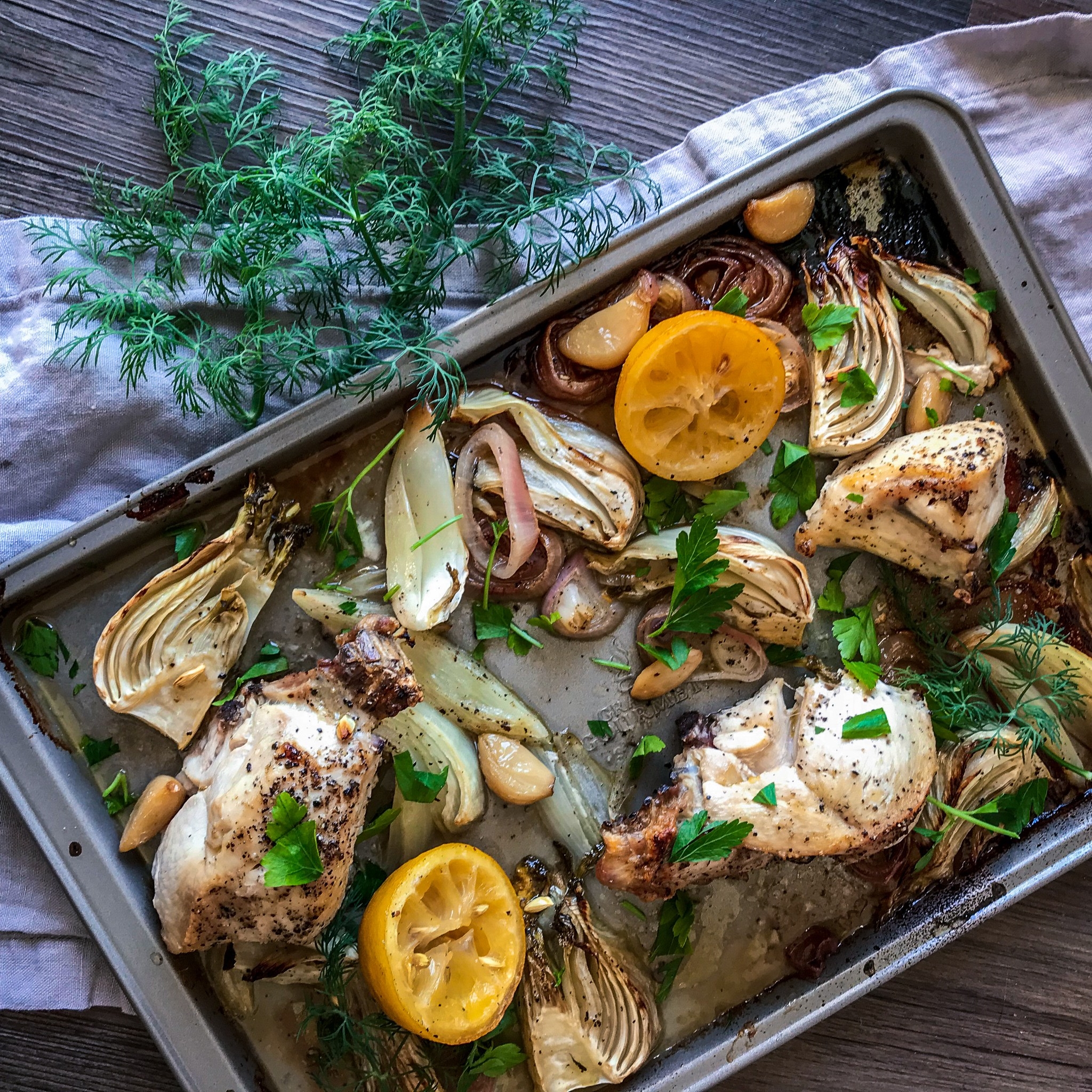 Lemon Fennel Sheet Pan Chicken